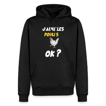 Mes Poules Je Les Aimes Cadeau Papa Maman - Sweat à capuche Premium bio Homme - noir - Devant - Nico (187cm)