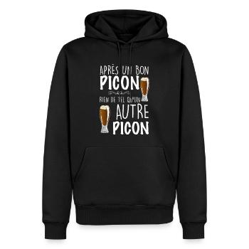 Apres un bon picon humour Bière Apéro - Sweat à capuche Premium bio Homme - noir - Devant - Nico (187cm)