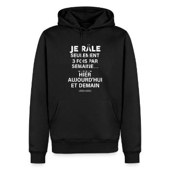 Humour râleur de tous les jours - Sweat à capuche Premium bio Homme - noir - Devant - Nico (187cm)