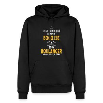 Mon Boulanger est un Beau Gosse Idée Cadeau Homme - Sweat à capuche Premium bio Homme - noir - Devant - Nico (187cm)