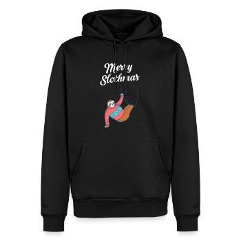 Joyeux paresseux Noël paresseux laid drôle - Sweat à capuche Premium bio Homme - noir - Devant - Nico (187cm)