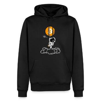 Bitcoin Astronaut - Männer Premium Bio Hoodie - Schwarz - Vorne - Nico (187cm)