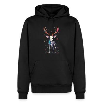 Cerf squelette mignon – Ghost Friend - Sweat à capuche Premium bio Homme - noir - Devant - Nico (187cm)