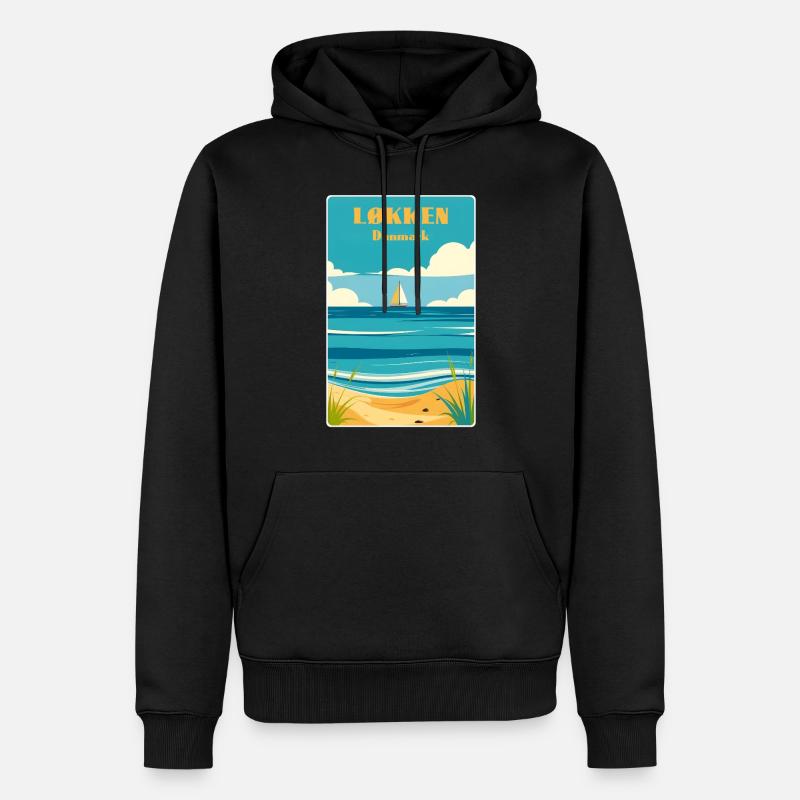 Løkken - Sweat à capuche Premium bio Homme - noir