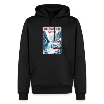 Hardanger Fjord - Männer Premium Bio Hoodie - Schwarz - Vorne - Nico (187cm)