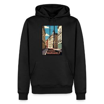 Mariahilf Wien Altstadt - Männer Premium Bio Hoodie - Schwarz - Vorne - Nico (187cm)