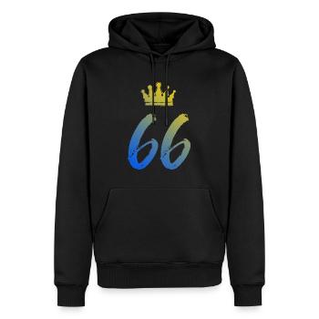 66 Zahl Krone - Männer Premium Bio Hoodie - Schwarz - Vorne - Nico (187cm)