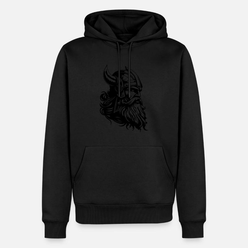 Wikinger Kopf Krieger Viking - Männer Premium Bio Hoodie - Schwarz