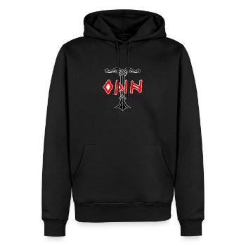 Odin.png - Männer Premium Bio Hoodie - Schwarz - Vorne - Nico (187cm)