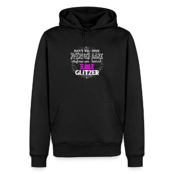 TRABER - Glitzer - Männer Premium Bio Hoodie - Schwarz - Vorne - Nico (187cm)