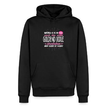 Niemals ohne GOLDENDOODLE - Männer Premium Bio Hoodie - Schwarz - Vorne - Nico (187cm)