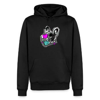 Bully - bouledogue français - Amour - Sweat à capuche Premium bio Homme - noir - Devant - Nico (187cm)