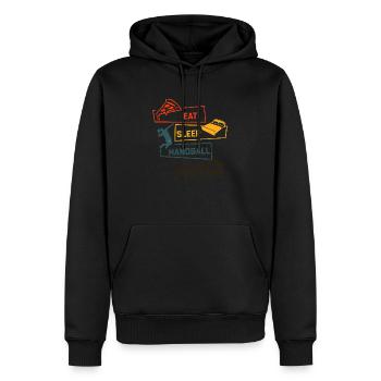 Nouveau design - Sweat à capuche Premium bio Homme - noir - Devant - Nico (187cm)
