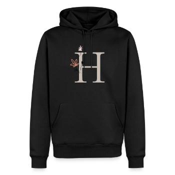 H, lettre H avec des fleurs - Sweat à capuche Premium bio Homme - noir - Devant - Nico (187cm)