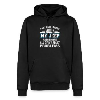 Je veux juste conduire ma jeep - Sweat à capuche Premium bio Homme - noir - Devant - Nico (187cm)