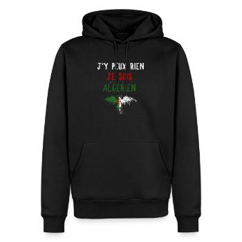 J'y peux rien Je suis Algérien - Sweat à capuche Premium bio Homme - noir - Devant - Nico (187cm)