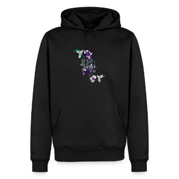 kolibri, aquarell,vogel, blumen, illustration, - Männer Premium Bio Hoodie - Schwarz - Vorne - Nico (187cm)