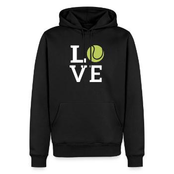 Tennis LOVE Cadeau pour les Joueurs de Tennis - Sweat à capuche Premium bio Homme - noir - Devant - Nico (187cm)