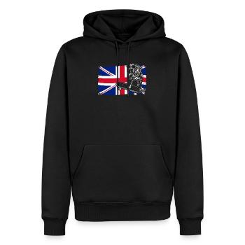 EN ANGLAIS BULLDOGGE Union Jack Flag Chiens Wilsigns - Sweat à capuche Premium bio Homme - noir - Devant - Nico (187cm)