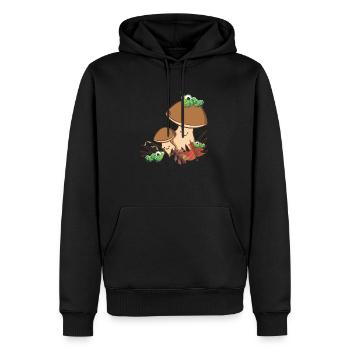Pilze Schwammerl Wald Natur Nachhaltig Blätter - Männer Premium Bio Hoodie - Schwarz - Vorne - Nico (187cm)