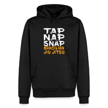 Tap Nap Snap Brazilian Jiu Jitsu - Männer Premium Bio Hoodie - Schwarz - Vorne - Nico (187cm)