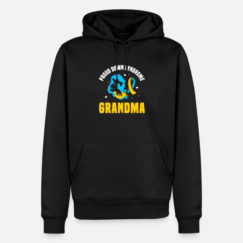 Fier syndrome de Down Grand-mère - Sweat à capuche Premium bio Homme - noir