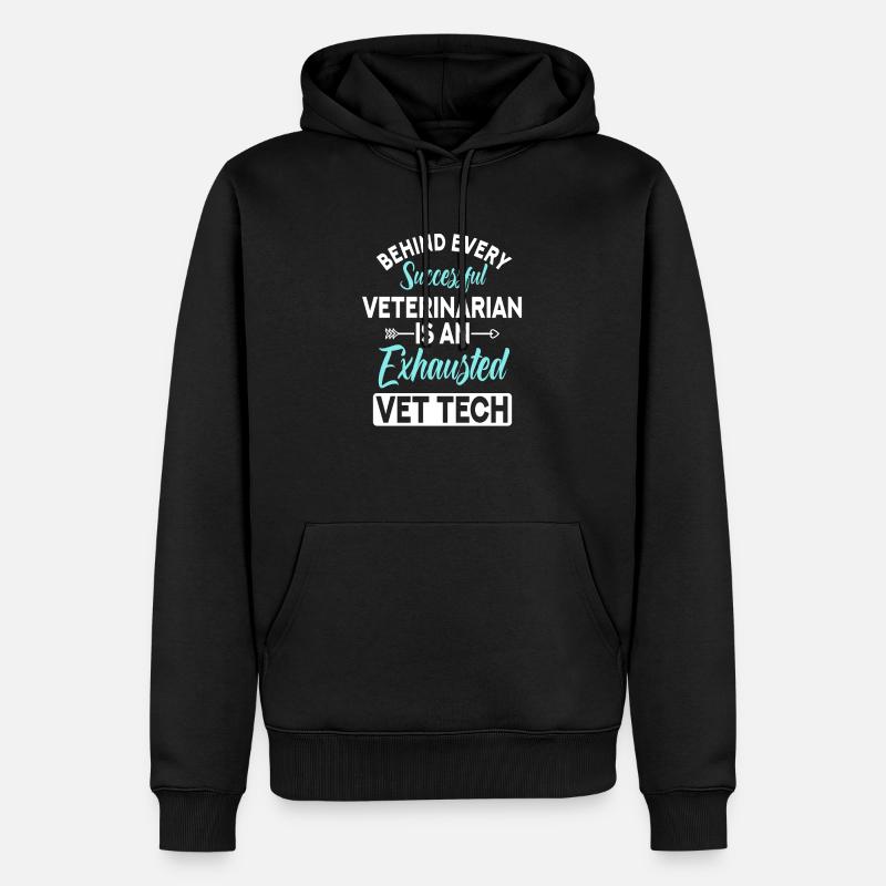 An Exhausted Vet Tech - Männer Premium Bio Hoodie - Schwarz