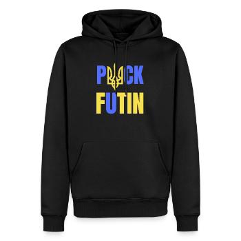 Puck Futin - Männer Premium Bio Hoodie - Schwarz - Vorne - Nico (187cm)