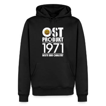 OSTPRODUKT 1971 DDR OSSI 55. GEBURTSTAG - Männer Premium Bio Hoodie - Schwarz - Vorne - Nico (187cm)