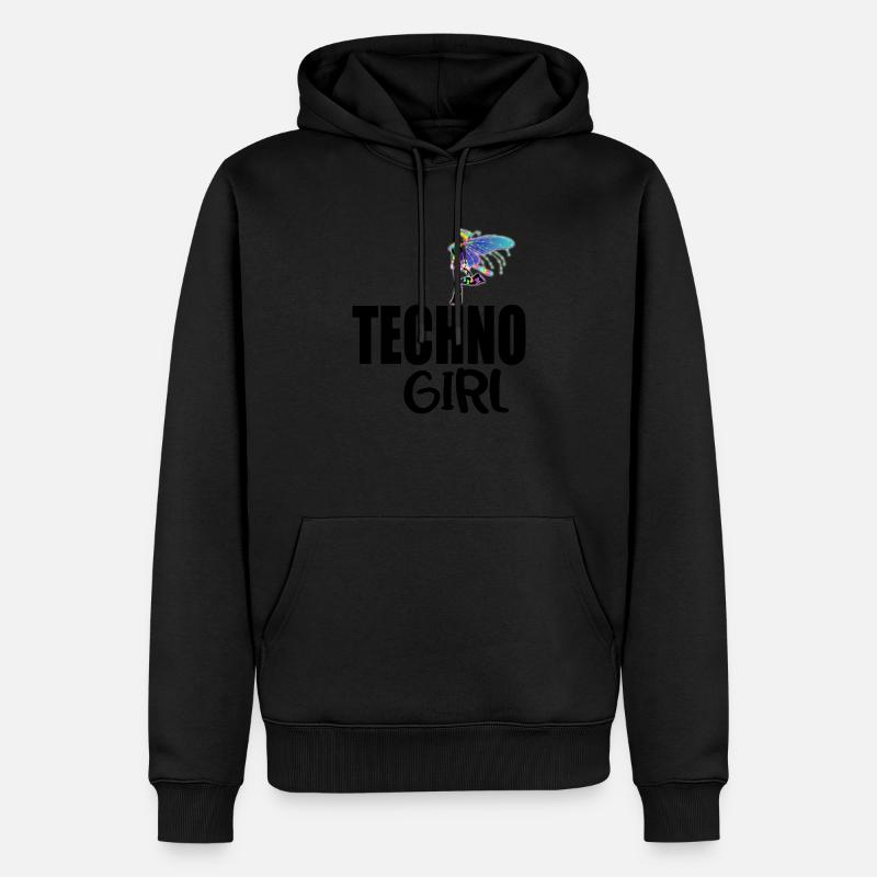 Techno-Mädchen - Männer Premium Bio Hoodie - Schwarz