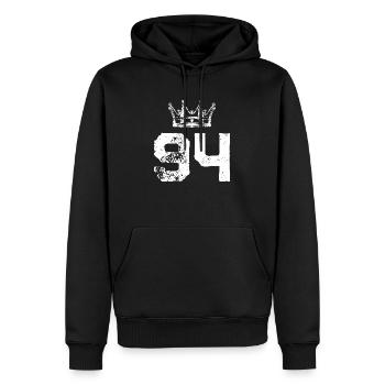 94 Couronne numérique - Sweat à capuche Premium bio Homme - noir - Devant - Nico (187cm)