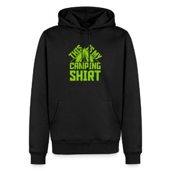C’est mon camping - Sweat à capuche Premium bio Homme - noir - Devant - Nico (187cm)