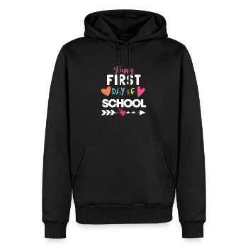 HAPPY FIRST DAY OF SCHOOL - Men’s Premium Organic Hoodie - black - Front - Nico (187cm)