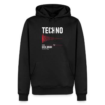 Techno Kick Drum - キックドラム - Männer Premium Bio Hoodie - Schwarz - Vorne - Nico (187cm)