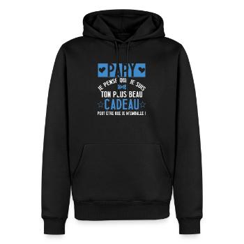 Papy ton plus beau cadeau cadeau grand père - Sweat à capuche Premium bio Homme - noir - Devant - Nico (187cm)