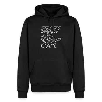Crazy CAT völlig verrückte Katze - Männer Premium Bio Hoodie - Schwarz - Vorne - Nico (187cm)