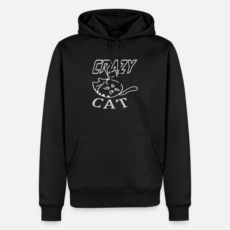 Crazy CAT complètement chat fou - Sweat à capuche Premium bio Homme - noir