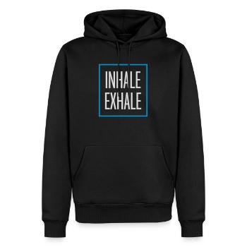 Inspirez expirez Yoga citation - Sweat à capuche Premium bio Homme - noir - Devant - Nico (187cm)