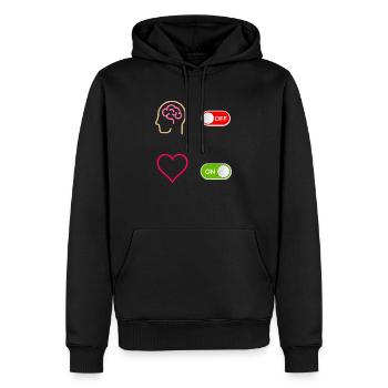 Gehirn deaktiviert Herz aktiviert - Männer Premium Bio Hoodie - Schwarz - Vorne - Nico (187cm)