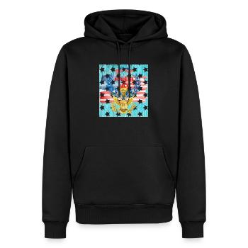USA, Sterne und Gürtel - Männer Premium Bio Hoodie - Schwarz - Vorne - Nico (187cm)