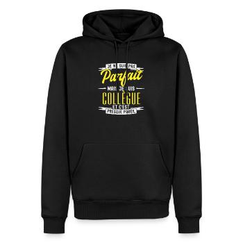 pas parfait mais collègue / cadeau humour collègue - Sweat à capuche Premium bio Homme - noir - Devant - Nico (187cm)