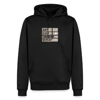 Eat Sleep Funny Wood Turning Wood Lathe Operator - Männer Premium Bio Hoodie - Schwarz - Vorne - Nico (187cm)