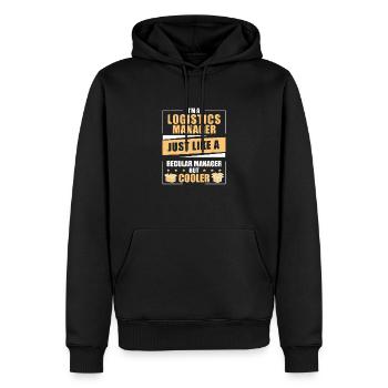 Drôle d’humour de responsable logistique Un logisticien - Sweat à capuche Premium bio Homme - noir - Devant - Nico (187cm)