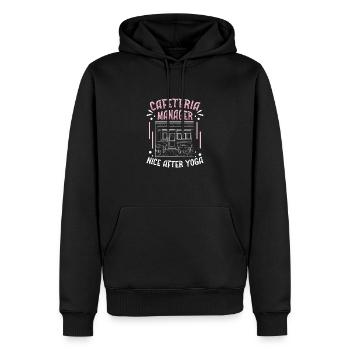 Responsable de la cafétéria Drôle de gestion de la cafétéria Nice - Sweat à capuche Premium bio Homme - noir - Devant - Nico (187cm)
