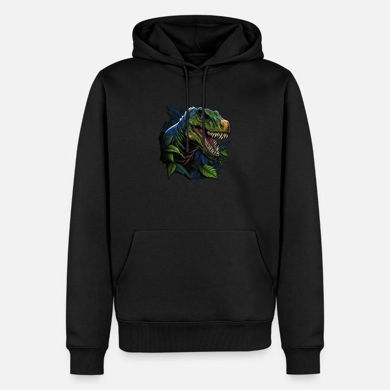 Cooler Raptor-Dinosaurier - Männer Premium Bio Hoodie - Schwarz