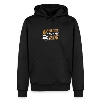 Funny Avionics Crimp My Ride An Aircraft - Men’s Premium Organic Hoodie - black - Front - Nico (187cm)