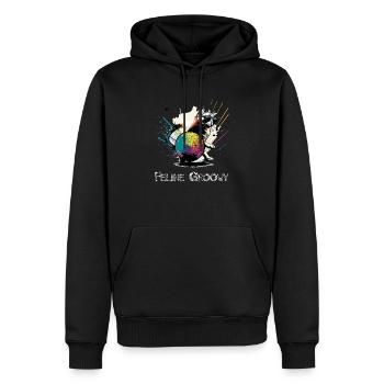 Feline groovy - Sweat à capuche Premium bio Homme - noir - Devant - Nico (187cm)