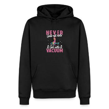 Unterschätze niemals ein Mädchen Lustige - Männer Premium Bio Hoodie - Schwarz - Vorne - Nico (187cm)