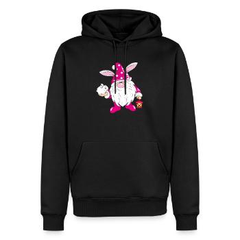 Lustiger nordischer Zwerg mit einem niedlichen Hasen - Männer Premium Bio Hoodie - Schwarz - Vorne - Nico (187cm)