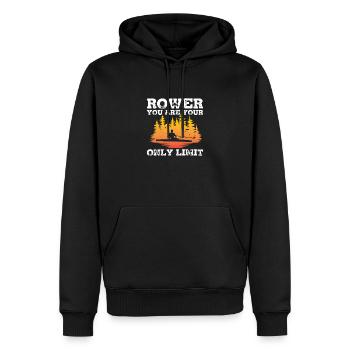 Fantastischer Ruderer Du bist dein einziges Limit - Männer Premium Bio Hoodie - Schwarz - Vorne - Nico (187cm)